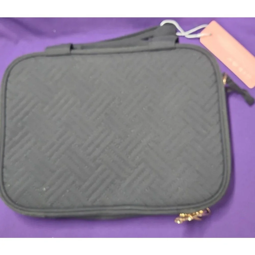 Bagsmart Hanging Toiletry Bag Quilted Travel Makeup Organizer Case Black Gold